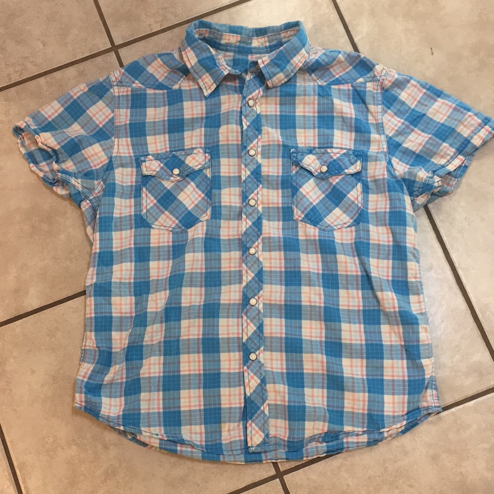 Plaid snap button up